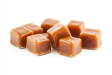 Caramel candy, isolated on white background, full depth of field , ai