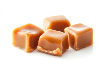 Caramel candy, isolated on white background, full depth of field , ai