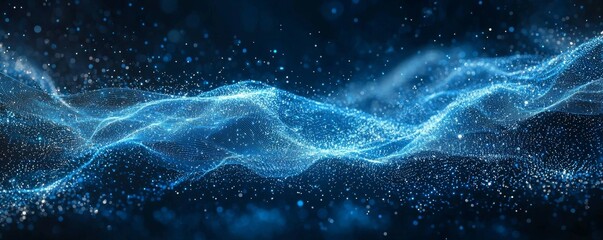 Dynamic wireframe data streams on a dark background highlighting technology and digital concepts