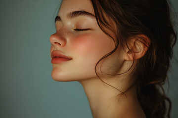 Fototapeta premium A close up of a girl's face with her eyes closed