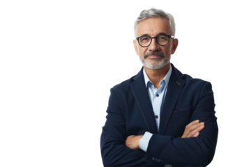 Senior CEO standing with a confident expression Isolated on white background