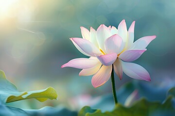 Delicate Pink Lotus Flower in Soft Sunlight