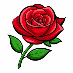 red rose isolated on white, rose vector illustration, red rose vector art, rose silhouette, flower vector icon, eps, Red rose cartoon