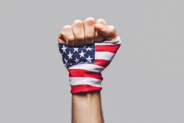 Election Power: A Raised Fist Wrapped in the American Flag Representing the Citizen's Role in Shaping the Nation's Future Through Democratic Participation and Voting , ai