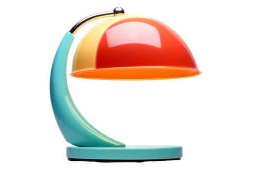 colorful and playful desk lamp with a fun shape or character, isolated on a white background