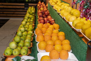 Various fruits in the market.