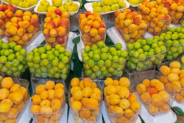Various fruits in the market.