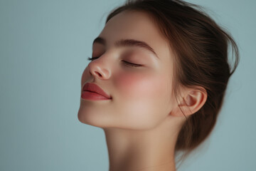 Fototapeta premium A close up of a girl's face with her eyes closed
