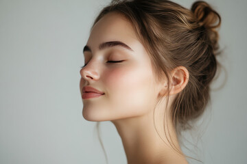 Fototapeta premium A close up of a girl's face with her eyes closed