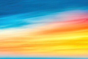 Fantasy vibrant panoramic sunset sky - Gradient rich colors - ethereal dreamy summer sunset or sunrise sky. Uplifting and peaceful sky. - blue, orange, yellow vibrant rich colors, ai