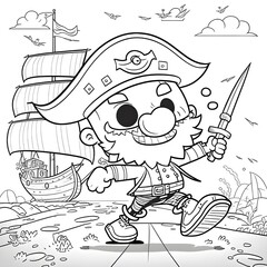 COLORING DRAWING OF A NICE PIRATE AT SCHOOL 1