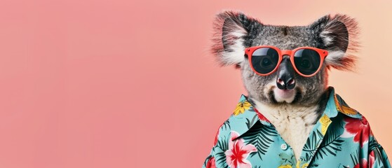 Fototapeta premium Koala Wearing Sunglasses and Hawaiian Shirt