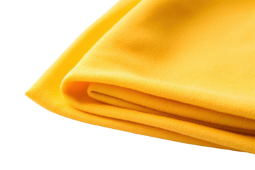 close-up shot of a yellow microfiber cleaning cloth, isolated on a white background