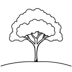 Tree line art silhouette with white background