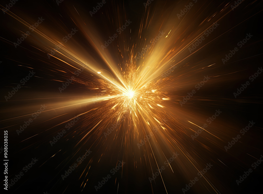 Poster sun flare with yellow rays and beams on dark background
