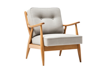 Fototapeta premium classic Scandinavian-style armchair with a minimalist design and natural wood accents, isolated on a white background