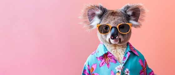 Koala in Sunglasses and Hawaiian Shirt