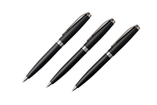 classic black ballpoint pen with a comfortable grip, isolated on white background