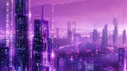 Fototapeta premium Futuristic Cityscape with Neon Lights