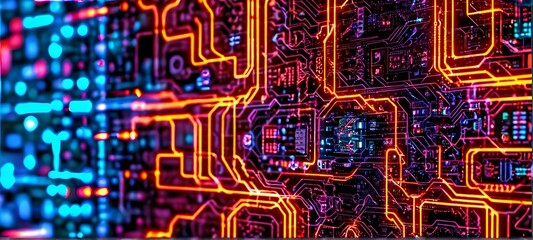 cyber technology mosaic wallpaper illustration