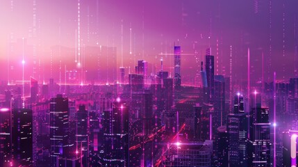 Futuristic Cityscape with Neon Lights