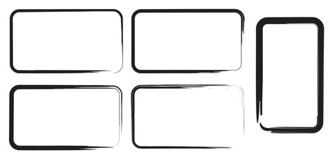 Hand drawn sketch frame vector. Simple doodle rectangle pencil frame border shape. Pencil brush stroke style isolated on white background. eps10