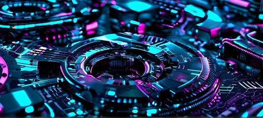 cyber technology mosaic wallpaper illustration