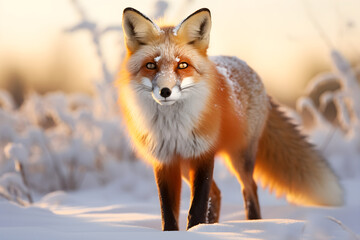 Obraz premium Winter's Majesty: A Captivating Image of a Red Fox in a Snowy Environment
