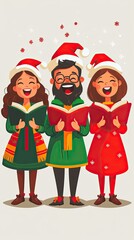 Festive Carolers Singing in Holiday Attire