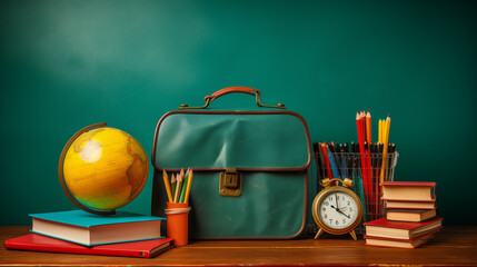 Nostalgic Back to School Necessities with Vintage Notebooks, Classic Pencils, and Retro Lunchbox