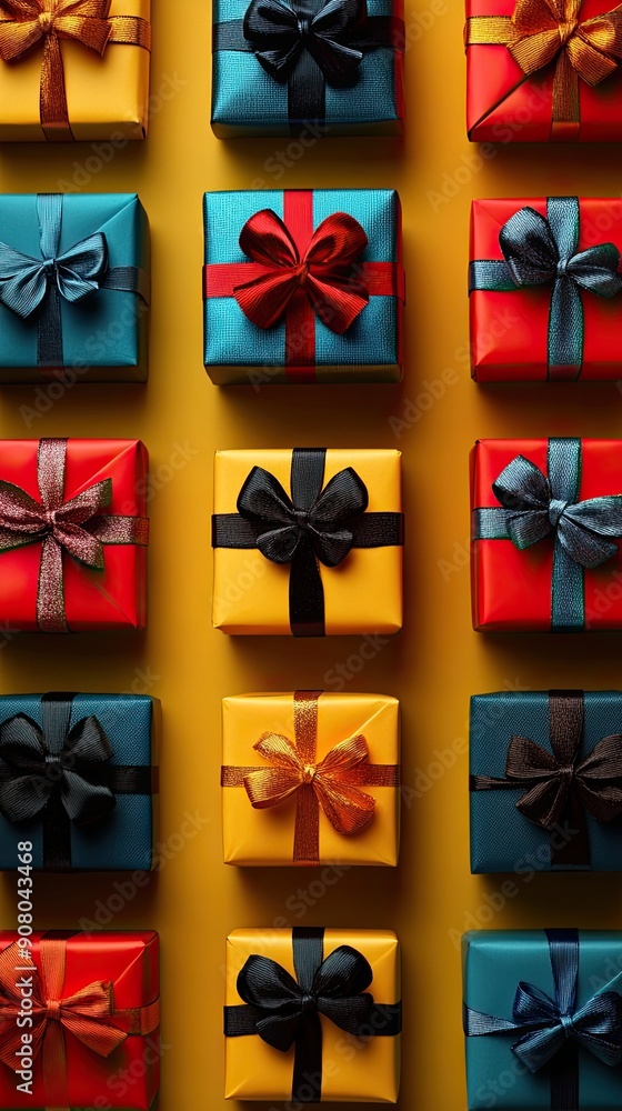 Canvas Prints colorful gift boxes arranged on vibrant background