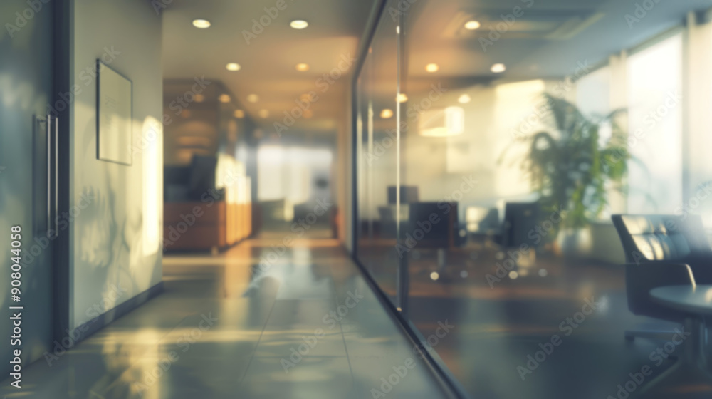 Poster modern empty office space. sunlight streams into a vacant office space, illuminating contemporary de