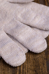 white gloves for construction work are on the table