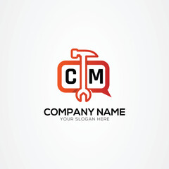 Services Icon or Chat Logo With Letter CM Logo Isolated Vector Illustration