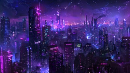 Fototapeta premium Cyberpunk Cityscape at Night