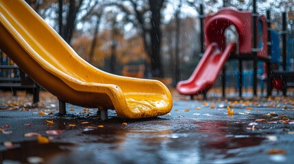 Vibrant Kids Playground with Colorful Slides and Structures