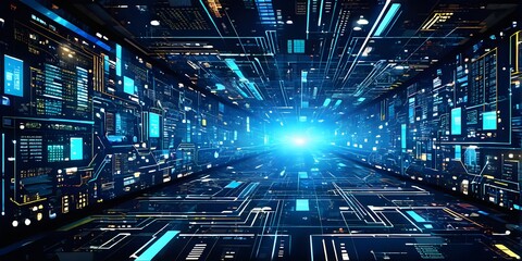 cyber technology mosaic wallpaper illustration