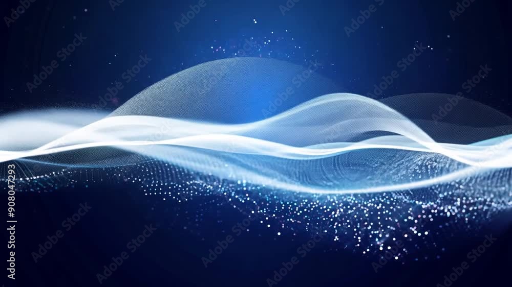 Poster Bright Abstract Cloud of Particle Waves in Motion Generative AI
