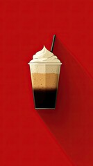 Stylized Beverage Illustration with Creamy Topping