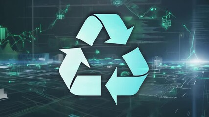 Abstract Recycling Icon Representing Sustainable Industry Network Generative AI - Powered by Adobe