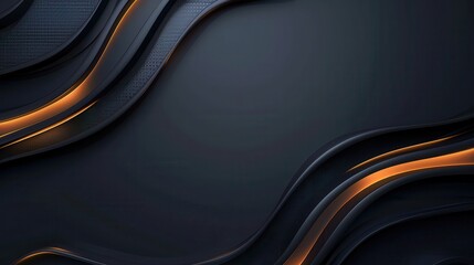 Sleek abstract design featuring dark waves with orange highlights, creating a sophisticated and dynamic visual effect with textured details.