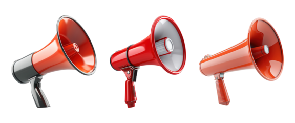 Red Mega Phones Set on Transparent Background
