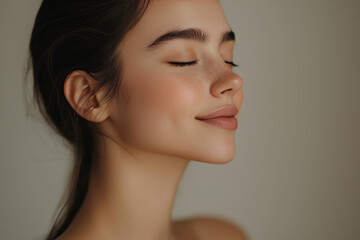 Fototapeta premium A close up of a girl's face with her eyes closed
