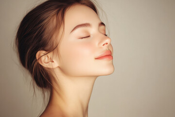 Fototapeta premium A close up of a girl's face with her eyes closed