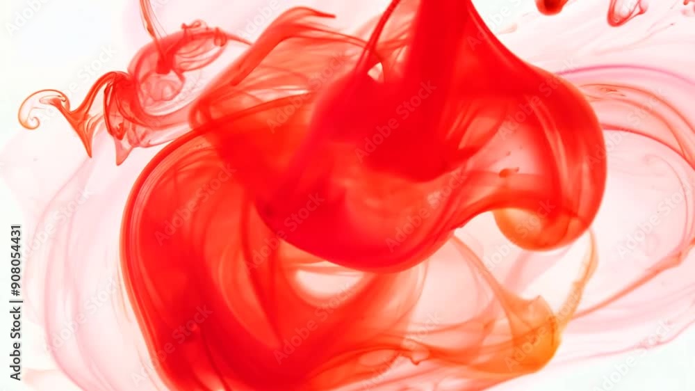 Poster red ink droplet splashing in water with abstract motion generative ai