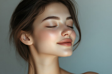 Fototapeta premium A close up of a girl's face with her eyes closed