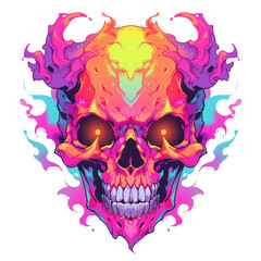 Neon Skull Illustration