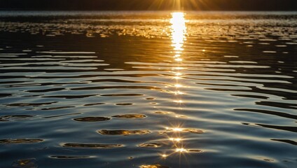 A picturesque sunset on a lake, with stunning reflections of orange and pink hues shimmering on the water