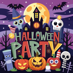 Halloween Night Party Vector illustration Design