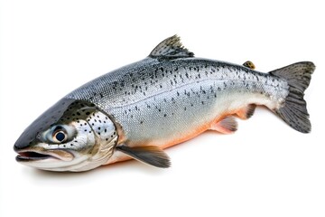 Obraz premium raw salmon, fish isolated on white background, full depth of field , ai